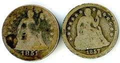 1851-O & 1857 Liberty Seated Dimes