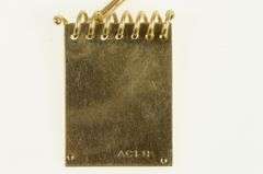 14K Yellow Gold Steno Note Pad Articulated Writer Charm/Pendant