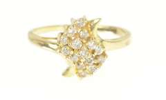 14K Yellow Gold 0.25 Ctw Diamond Wavy Cluster Bypass Ring