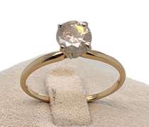 14K YELLOW AND WHITE GOLD ENGAGEMENT RING WITH DIAMOND