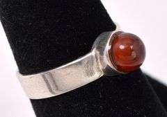 Amber Gem Ring In Sterling Silver