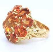 Fantastic Yellow Gold oval and Emerald Cut Citrine Cluster Ring