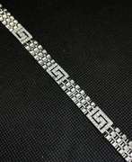 DESIGNER INSPIRED WATCH LINK 14K WHITE GOLD BRACELET WITH CUBIC ZIRCONIA