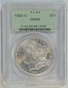 Super nearly Gem BU 1882-S Morgan Silver Dollar. Old PCGS MS64