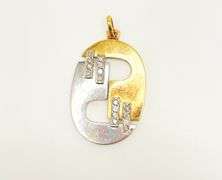 Modern 14kt and Platinum Diamond Pendant