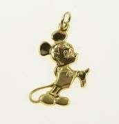 14K Yellow Gold Walt Disney Prod. Mickey Mouse Cartoon Charm/Pendant