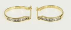 10K Yellow Gold Vintage Diamond Classic 15.5mm Hoop Earrings