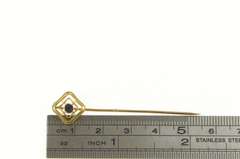 10K Yellow Gold Art Deco Ornate Sapphire Square Filigree Pin/Brooch