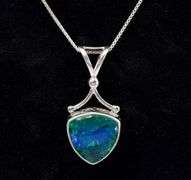 Iridescent Gem Pendant Necklace In Sterling Silver