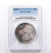 MS64 1896 Morgan Silver Dollar PCGS INSANE Rainbow Tone
