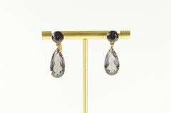 14K Yellow Gold Victorian Amethyst Tear Dangle Screw Back Earrings
