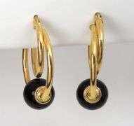 Pretty 14k and Onyx Double Hoop Earrings