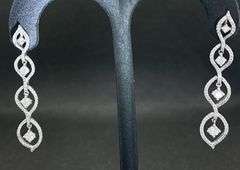 1.28 CARATS T.W. GRADUATED INFINITY-SHAPED FLOATING HALO ROUND DIAMOND DROP EARRINGS 1.28 CARATS T.W. IN 14K WHITE GOLD