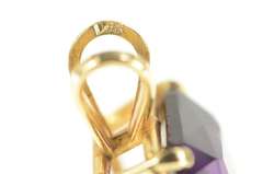 14K Yellow Gold Emerald Cut Amethyst Solitaire Vintage Pendant
