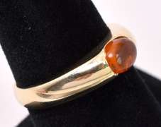 Simple Beauty Amber Ring In 14K Yellow Gold