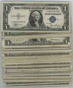Large lot of 83 Series of 1935 $1 Silver Certificate notes