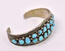 Blue Turquoise Cuff Bracelet In Sterling Silver