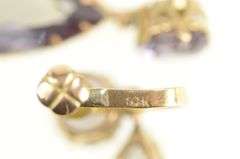 14K Yellow Gold Victorian Amethyst Tear Dangle Screw Back Earrings