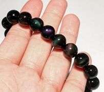 Stunning! 125ct natural Rainbow Obsidian beaded bracelet