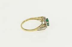 10K Yellow Gold Heart Syn. Emerald Diamond Halo Bypass Ring