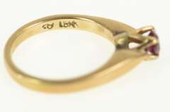 18K Yellow Gold Round Natural Ruby Solitaire Vintage Classic Ring