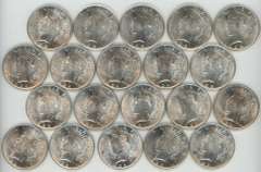 Choice BU Roll of Peace Silver Dollars 1922 to 1925