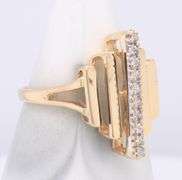 Fabulous Yellow Gold Deco Style Diamond Accent Ring