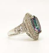 Sparkling 5.00CTS Mystic Quartz & 1.90CTW White Topaz in Sterling Sliver Ring
