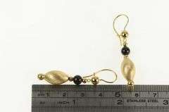 14K Yellow Gold Black Onyx Round Black Dangle Vintage Earrings