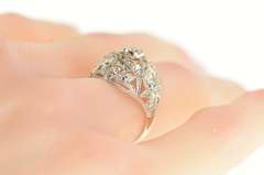 Platinum Art Deco 0.90 Ctw OEC Diamond Filigree Ring