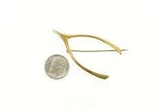 14K Yellow Gold Wish Bone Retro Good Luck Symbol Pendant