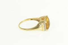 10K Yellow Gold Square Fantasy Cut Citrine Diamond Vintage Ring