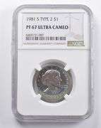 PF67 UCAM 1981-S Susan B. Anthony Dollar Type 2 NGC Rainbow TONED
