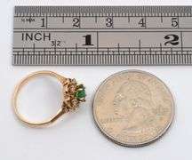Petite Vintage Emerald 7 Diamond Ring