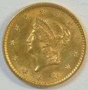 Lovely Uncirculated 1852 US Type One $1 Gold Piece. Full strike