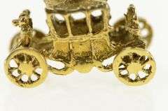 9K Yellow Gold 3D Articulated Carriage Princess Royalty Charm/Pendant