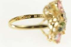 14K Yellow Gold Citrine Diamond Pink Topaz Tsavorite Cluster Ring