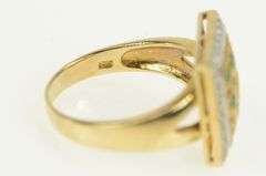 14K Yellow Gold Emerald Diamond Squared Halo Statement Ring