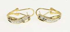 14K Yellow Gold 0.25 Ctw Diamond Twist French Clip Hoop Earrings