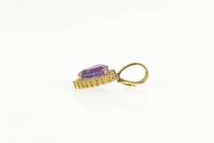 14K Yellow Gold Heart Amethyst Diamond Halo Love Symbol Pendant