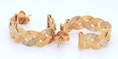 Handsome 18kt Tri Color Gold Hoop Earrings