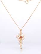 Fabulous Yellow Gold Edwardian Peal and Ruby Pendant Necklace