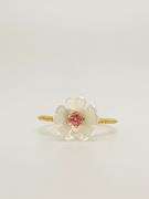 Beautiful Pearlescent Flower Ring with Topaz