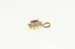 14K Yellow Gold Amethyst Diamond Halo Vintage Statement Charm/Pendant
