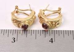 Amazing Red Garnet Earring In 14K Yellow Gold