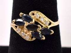Divine Blue Sapphire And Diamond Ring In Yellow Gold