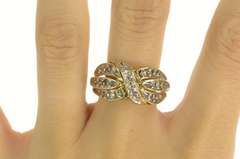 10K Yellow Gold 0.50 Ctw Diamond Layered Wavy Channel Ring