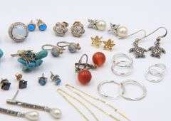 Group Lot of Vintage 925 Sterling Silver Earrings