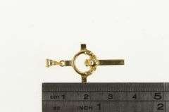 14K Yellow Gold Claddagh Celtic Motif Cross Christian Charm/Pendant