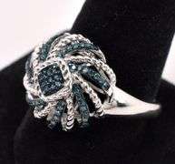 Irradiated Blue Diamond Ring In Sterling Silver